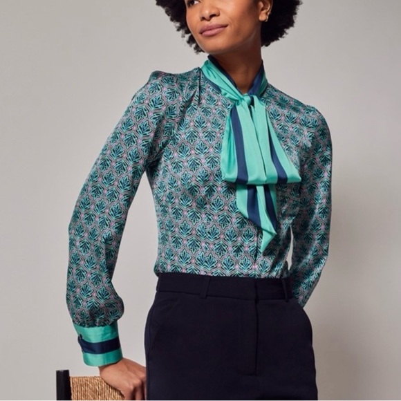 HAWES & CURTIS BLACK & WHITE KITTEN BOW BLOUSE 20” PTP - Picture 3 of 4